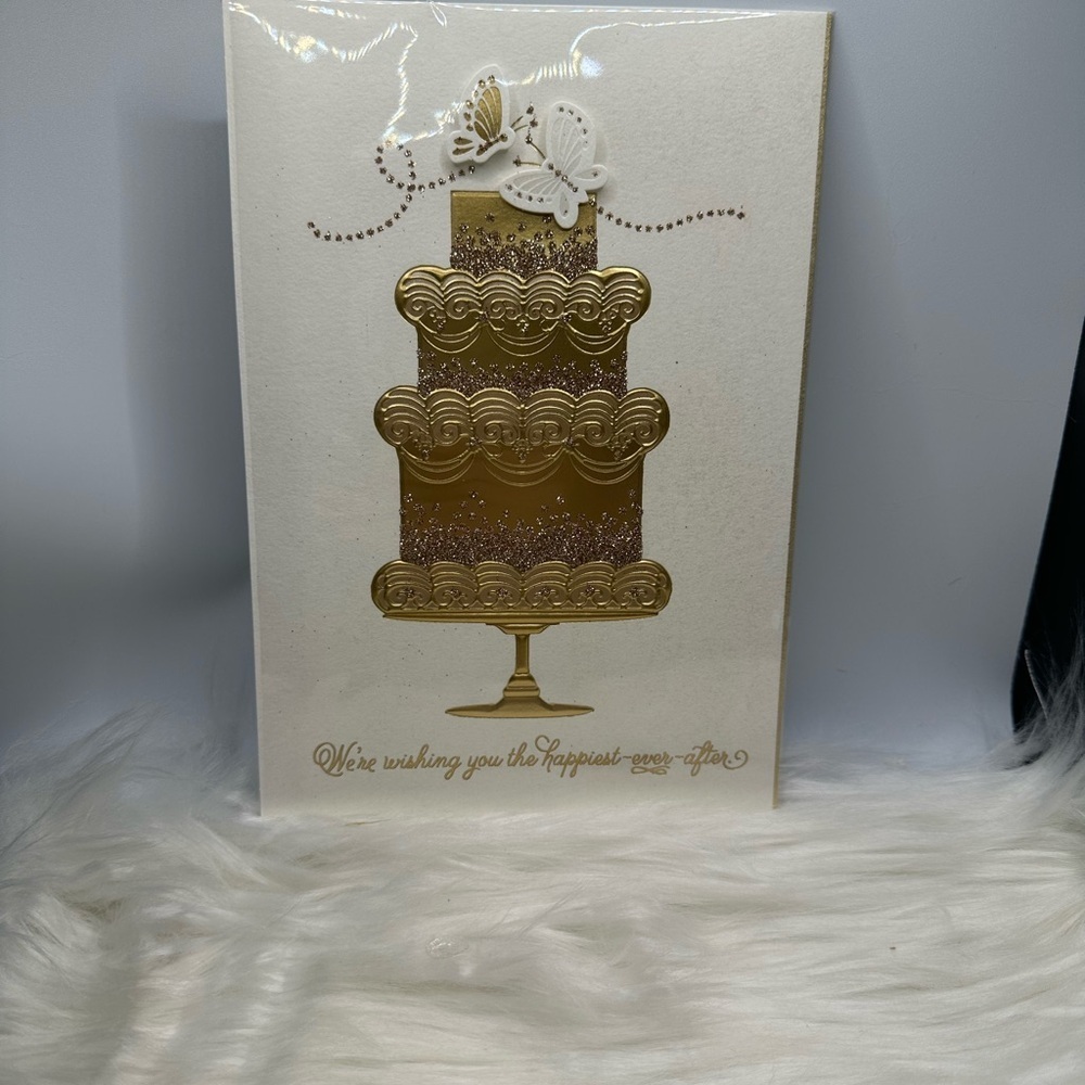 🩵5/$8 Elegant Gold Cake Design Card